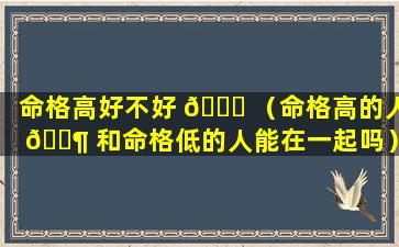 命格高好不好 🐘 （命格高的人 🐶 和命格低的人能在一起吗）